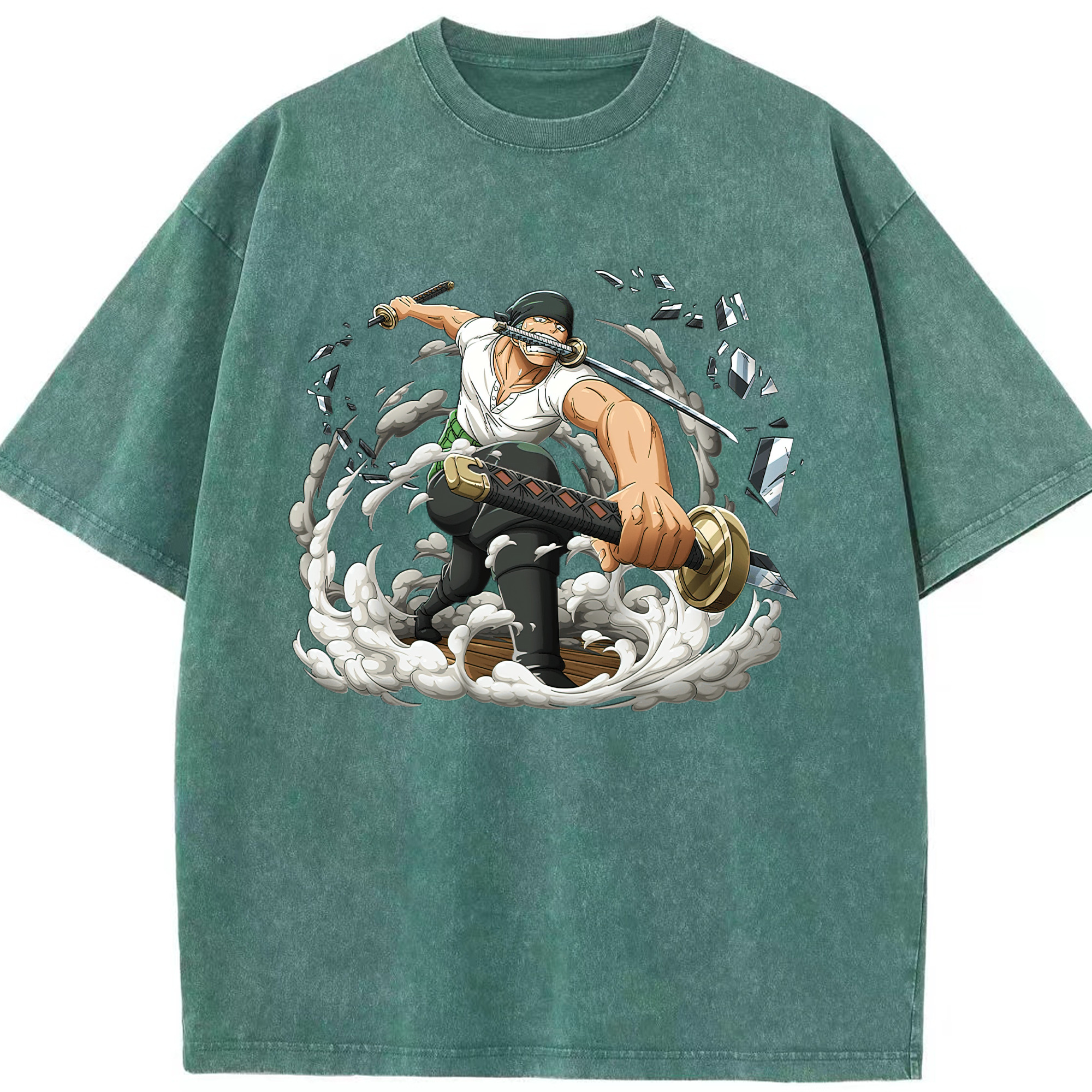 ワンピース ロロノア・ゾロ ONE PIECE Roronoa Zoro 綿100% ヴィンテージ風 半袖Tシャツ（フロントプリント）